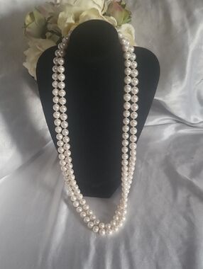 Genuine Pearl Necklace Long 50+ Inches Endless Strand Of Pearls !!!!